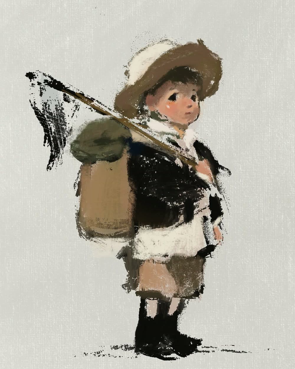 Young explorer with a hat and a net, painted by D. Y. Ruah with RuahStash Oils Procreate brushes thumbnail